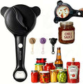Jar Opener for Weak Hands,4 in 1 Multi-Purpose Jar Openers,Adjustable Jar Opener,Multi-Functional Bottle Openers with Non-Slip Grip for Wine Bottle,Perfect for Arthritis and Weak Hands (Black)