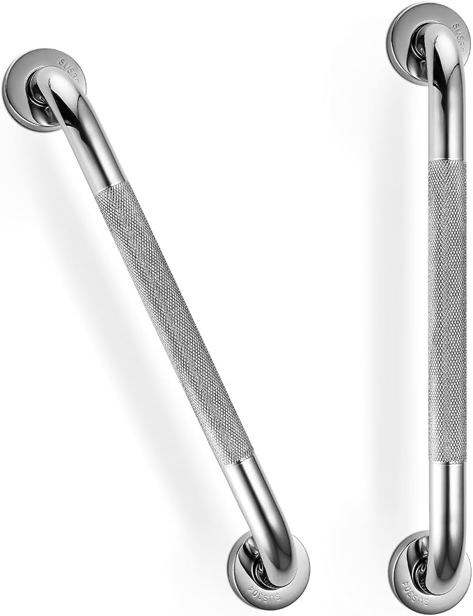 Grab Bars for Shower, Zynuhmo 2 Pack 16 Inch SUS304 Stainless Steel Shower Handles Bathroom Safety Shower Grab Bar Handrails for Handicap Injury Pregnant Senior Assist(Polished Nickel, 1" Diameter)
