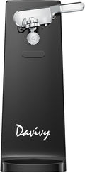Davivy Electric Can Opener - One-Touch Hands-Free Operation,Removable Stainless Steel Cutter, 3-in-1 Design with Knife Sharpener&Bottle Opener(Black)