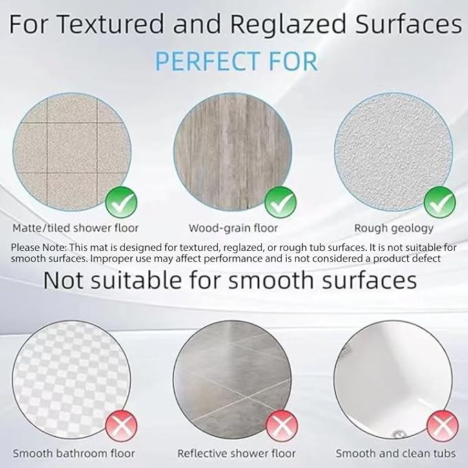 Bathtub Mat Non-Slip Silicone Soft Odorless Large Bath Mat No Suction Cups for Refinished,Reglazed and Textured Shower Mats Non Slip Extra Long Tub Mat (16x40inch Grey)