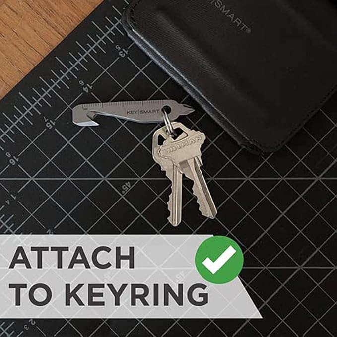 KeySmart Key Chain MultiTool - 5-in-1 Multi Purpose Keychain Tool with Box Opener, Ruler, Pry Bar, Phillips & Flat Head Screwdriver - EDC Gadgets, Gear & Mini Multi-Tool for Men -3-Pack