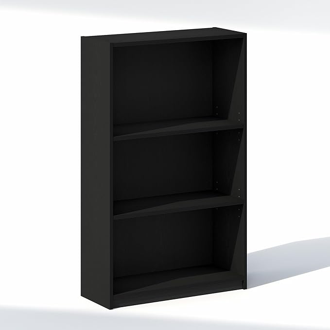 Furinno Reed Closet Organizers and Storage, 3-Tier Closet Organizer, Open Shelf Closet Storage, for Wardrobe, Bedroom, Living Room, Blackwood