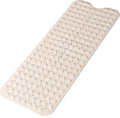 Bathtub and Shower Mats, Extra Long Non-Slip Bath Mat 39 x 16 Inch, Machine Washable Bath Tub Mat with Suction Cups & Drain Holes for Bathroom, Beige