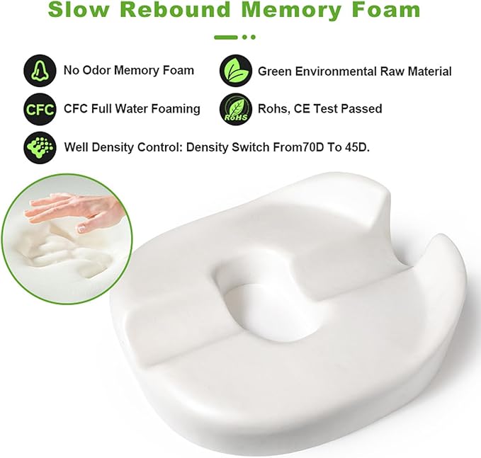 Donut Pillow Coccyx Seat Cushion for Prostate, Sciatica, Pelvic Floor, Pressure Sores, Pregnancy, Perineal Surgery, Postpartum Recovery Pain Pressure Relief Memory Foam Chair Pad