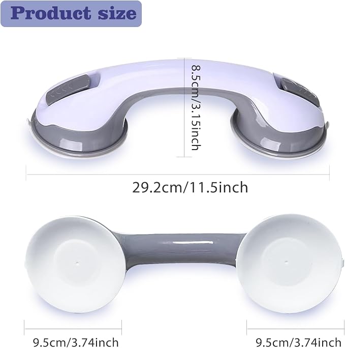2 Pack Grab Bars for Bathtubs & Showers - Strong Suction Shower Handle, Safety Grab Bars for Seniors & Handicap, Elderly Accessories
