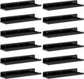 Lifewit Floating Shelves for Wall, Acrylic Display Shelf Wall Mounted for Figure, Car, Art, Book, 14" Perfume Organizer for Bathroom, Bedroom, Living Room, Nursery, Home Decor, Black, 12 Pack
