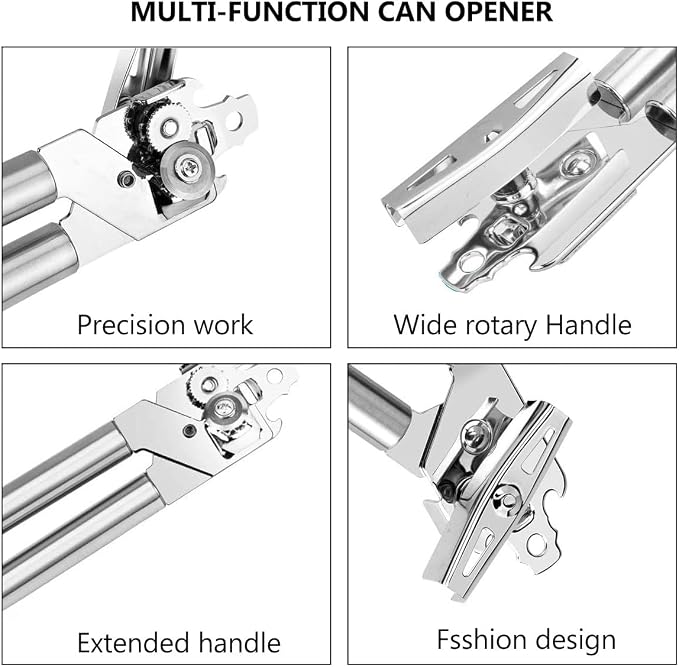 TIDTALEO Multi-Function Stainless Steel Can Opener and Smooth Edge Bottle Opener Portable Three-In-One for Seniors Professional Food Safety Kitchen Gadget for Home Use