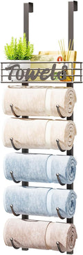HapiRm Towel Racks for Bathroom Storage - 6 Tier Over The Door & Wall Mount Rolled Towel Storage Organizer Holder with Metal Shelf Basket for Small Bathroom, Camper, Rv - Patented
