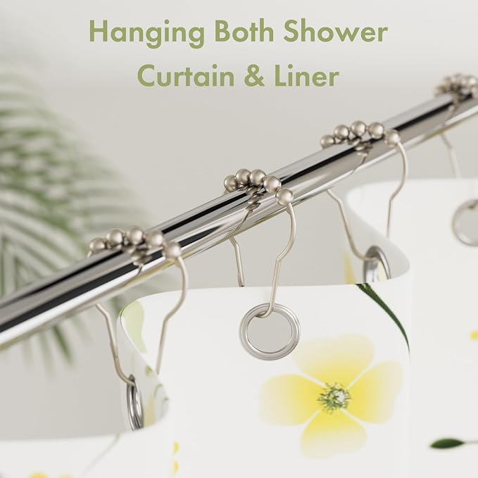 Amazer Decorative Shower Curtain Hooks, Shower Curtain Hooks Rust Proof Stainless Steel Shower Curtain Hooks, Shower Hooks for Shower Curtain Bathroom 12PCS, Matte Nickel