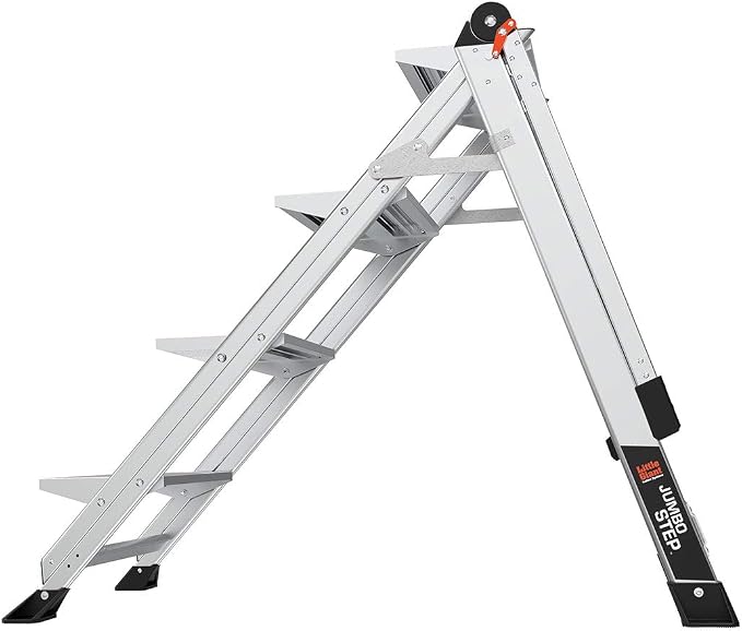 Little Giant Ladders, Jumbo Step, 4-Step, 3 foot, Step Stool, Aluminum, Type 1AA, 375 lbs weight rating, (11904), Gray