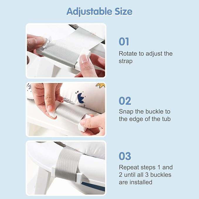 Colorlife Baby Bath Seat Support Net Infant Bathing Seat Support Mat, Adjustable Comfortable Non-Slip Three-Pointed Baby Shower Net Bathtub Sit Up Mesh for Newborn 0-12 Months-Crown(No Bathtub)