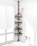 ADOVEL 4 Layer Corner Shower Caddy, Stainless Steel Constant Tension Pole Shower Organizer, Adjustable Corner Shower Shelf, Rustproof 3.3 to 9.8 ft