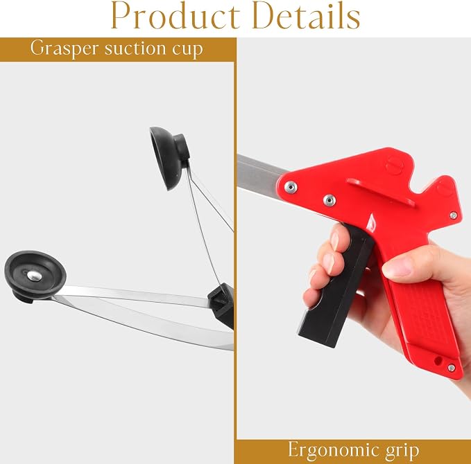 Sabary 10 Pack Suction Cup Reacher Grabber Heavy Trash Picker Grabber Tool, Long Handy Aids Nonslip Claw Reach Tool for Elderly Pick up Stick Arm Extension Litter Picker(Red,35 Inch)