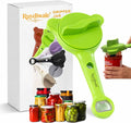 4-in-1 Jar Opener, Adjustable Jar Opener for Seniors, Kitchen Tool Designed Specifically for Seniors and Those with Limited Physical Strength, Suitable For Beer, Salad Dressing, Jar (Green)