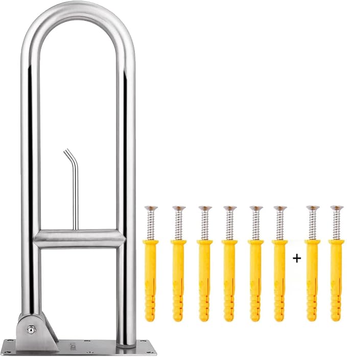 23.6 INCH Stainless Toilet Safety Rails, WochiTV Handicap Grab Bars for Elderly, Disabled Flip-Up Bathroom Grab Bar with Paper Holder,Toilet Handrails Hand Grips Handle Shower Assist Aid