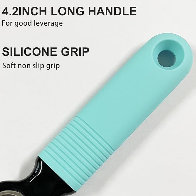 Soda Can Opener and Beer Bottle Opener Bartender with 4.2" Long Silicone Handle, Pop Top Can Tab Opener for Long Nails, Bottle Opener for Arthritic Hand and Seniors 1*Aqua blue1*Pink