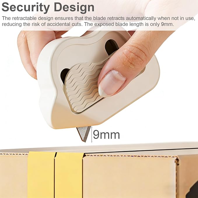 Retractable Cloud-Shaped Box Cutter Set, 2 Pack Utility Knife with Magnetic Back for Cardboard and Box Opening, Teflon Coated Blades for Easy Resizing and Breaking Down