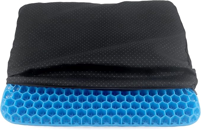 QWORK Gel Seat Cushion, Gel Cushion, Cool & Breathable & Non-Slip for Car, Office, Home, Wheelchair (Blue, 40 x 35 x 3.2 cm)