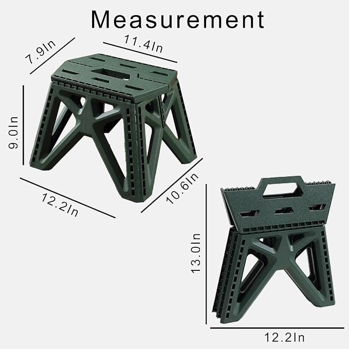 Folding Step Stool Holds 440 lbs - 9" Sturdy Foldable Step Stool with Non-Slip Base, Space Saving for Kitchen, Bathroom, Camping (Green)
