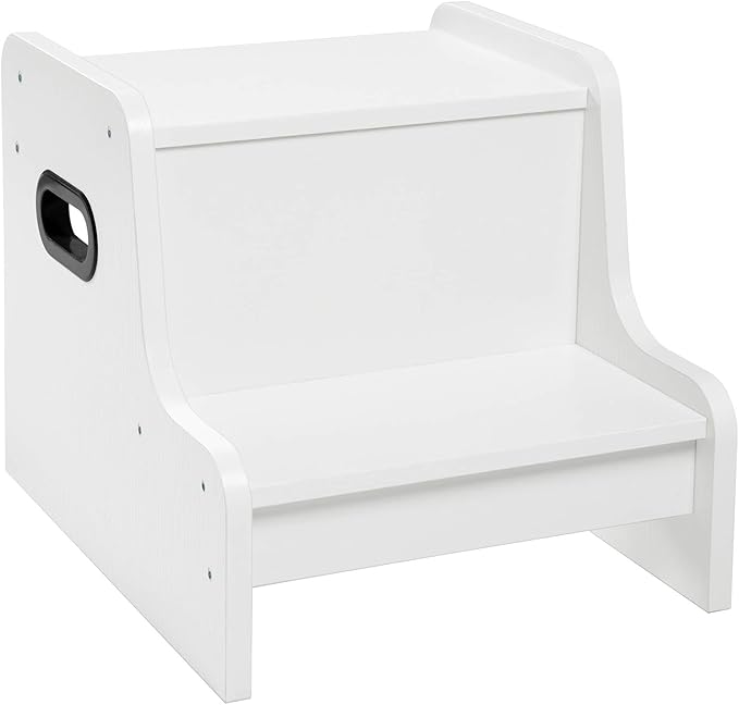 HOOBRO Step Stool for Kids, Two Step Toddler's Stool, Kids Potty Training Stool with Handles, Non-Slip Pads for Safety, Easy to Move, for Sink, Bathroom, Bedroom, White WT01JD01G3