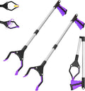 Upgrade 2-Pack Foldable 32" Grabber Reacher Tool, Lightweight Reacher Grabber Pickup Tool with 360° Rotating Jaw & Magnet, Reaching Tool for Trash Pick Up Stick, Litter Picker, Arm Extension (Purple)