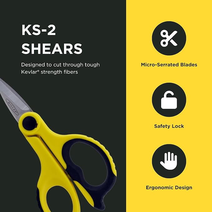Miller KS-2 Fiber Optic Kevlar Scissors with Belt Loop Pouch, Easily Portable Utility Scissors for Working Electricians and Technicians, 6.0 Inches, 2.8 Ounces