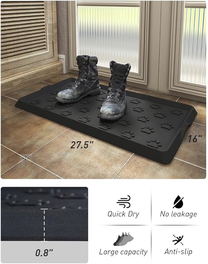 SUPENUIN Paw Pattern Boot Tray for Entryway Waterproof Rubber Mats for Dogs Multipurpose Shoe Mat Tray for Entryway Indoor Outdoor Multi Use Catch All Trays Shoe Storage 16x27.5 Inches