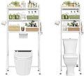 Simple Trending Expandable Over The Toilet Storage Rack, Metal 3 Tier Bathroom Organizer Shelf with Paper Holder and 3 Hooks, White