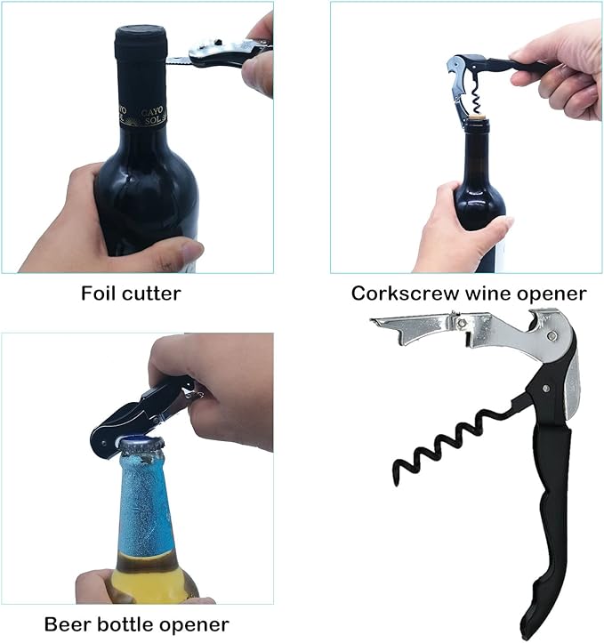 Otstar Jar Opener Bottle Opener and Can opener for Weak Hands,Seniors with Arthritis, Elderly, Jar Lid Opener Gadgets with Rubber Jar Opener Gripper Pad and Corkscrew Opener