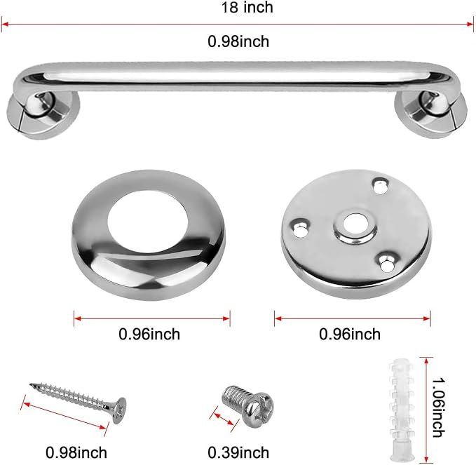 2 Pack Shower Grab Bar Stainless Steel Bathroom Grab Bars Shower Bath Handle Grab Bars for Bathtub Showers 18 Inch