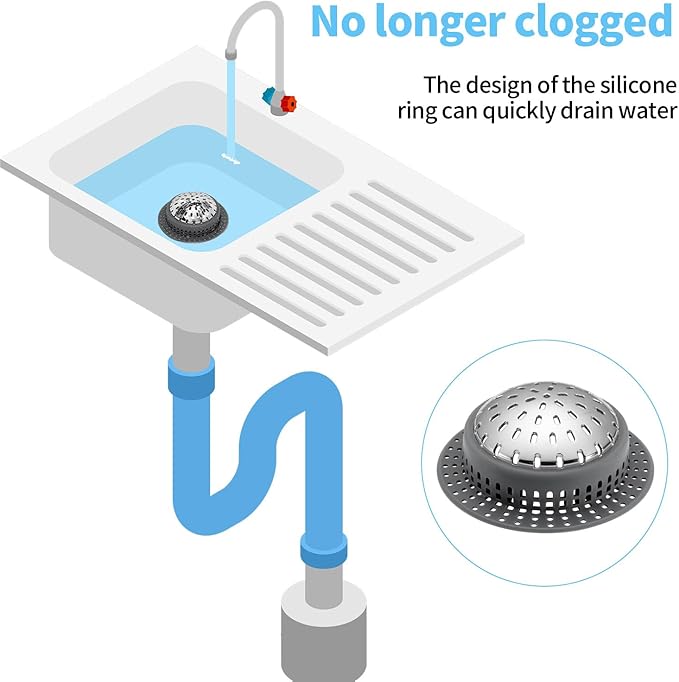 Aluvor Bathtub Drain Hair Catcher Shower Drain Cover Sink Drain Protector for Pop-Up & Regular Drains, Dark Gray