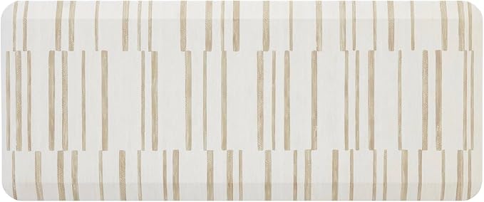 House of Noa Nama Standing Mat – Anti-Fatigue Kitchen Mats for Floor, Cushioned & Non-Slip Comfort Mat for Standing, Thick Foam Anti-Fatigue Mat for Kitchen & Workspaces, Nara Stripe Natural 22" x 54"