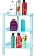 3 Tier Shower Caddy Organizer Shelf Corner, 13.5 x 10 x 26 Inches, Rustproof, Plastic Shower Rack Stands for Inside Bathroom, Bathtub, Shower pan, Blue (Round Slot Blue 3 Tier)