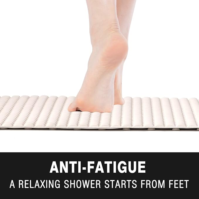 BOWERBIRD Premium Comfort & Safety Bathtub Mat: 800+ Air-Filled Cells for Cloud-Like Softness & Cushioned Support | Non-Slip Design for Sensitive Feet, Reduces Fatigue, Natural Rubber (Grey)