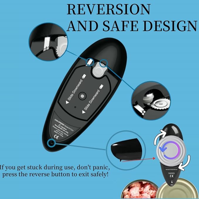 Electric Can Opener, Hands Free One Touch Automatic Can Openers Fit Different Can Sizes and Shape with No Sharp Edges for Kitchen, Kitchen Gadgets for Senior with Arthritis (black)