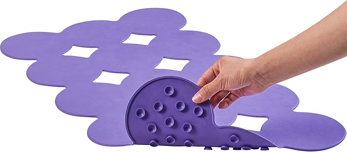 Webos Patented Non Slip Bathtub Mat Shower Mat Bath Mat Tub Mats with Strong Suction Cups Soft Natural Rubber Bath Mat for Inside The tub (Circle-Purple, 28x16 inch)