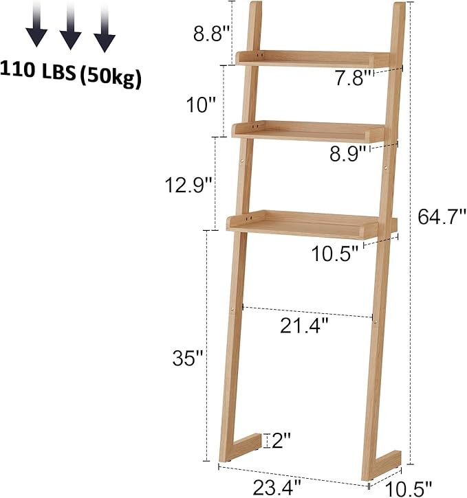Over The Toilet Storage Shelf Wood, 3-Tier Above Toilet Organizer Rack, Freestanding Above Toilet Shelf for Bathroom, Laundry, Space Saver, Natural Color.