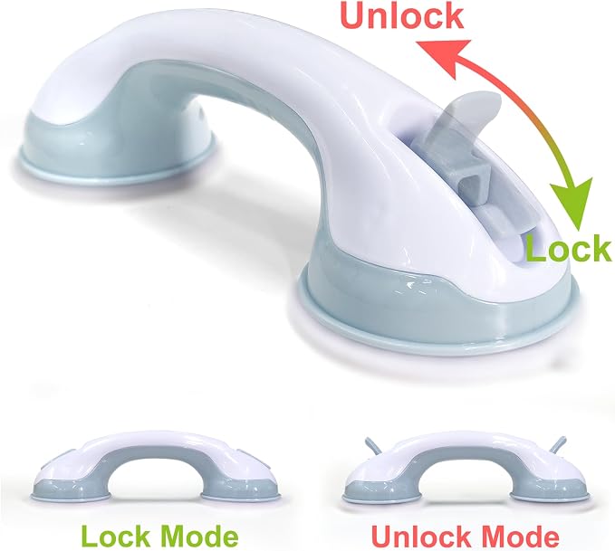 AirTight® Grab Bars for Shower Heavy-Duty (2Pack) 12.3-Inch ADA Compliant Grab Bar for Seniors Shower Handles for Elderly Suction Handicap Safety Handrail for Bathroom Bathtubs Toilet Tiles Glass