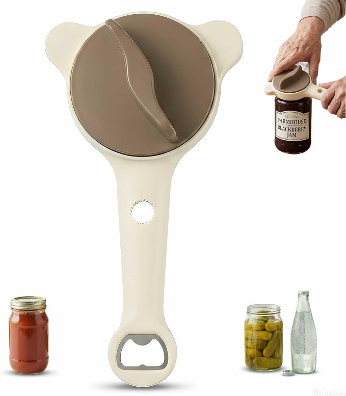 Jar Opener – 4-in-1 Adjustable Stainless Steel Secure Grip Lid Remover for Jars, Bottles & Cans, Multifunctional Kitchen Tool
