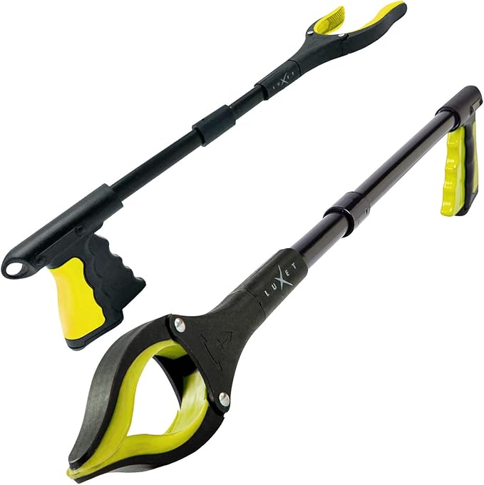 Grabber Reacher Tool 19 Inch Long, Foldable Pick Up Stick - Strong Grip Magnetic Tip - Heavy Duty Trash Picker Claw Reacher Grabber Tool Elderly Wheelchair Mobility Aid (Yellow)