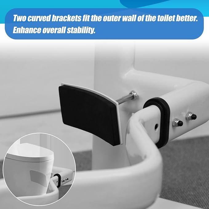FSA/HSA Eligible Toilet Safety Rails for Elderly with Solid Wood Handles, Adjustable Height & Width, Heavy Duty Thickened Toilet Safety Frame, 520 LBS Capacity, Handles for Disabled & Seniors