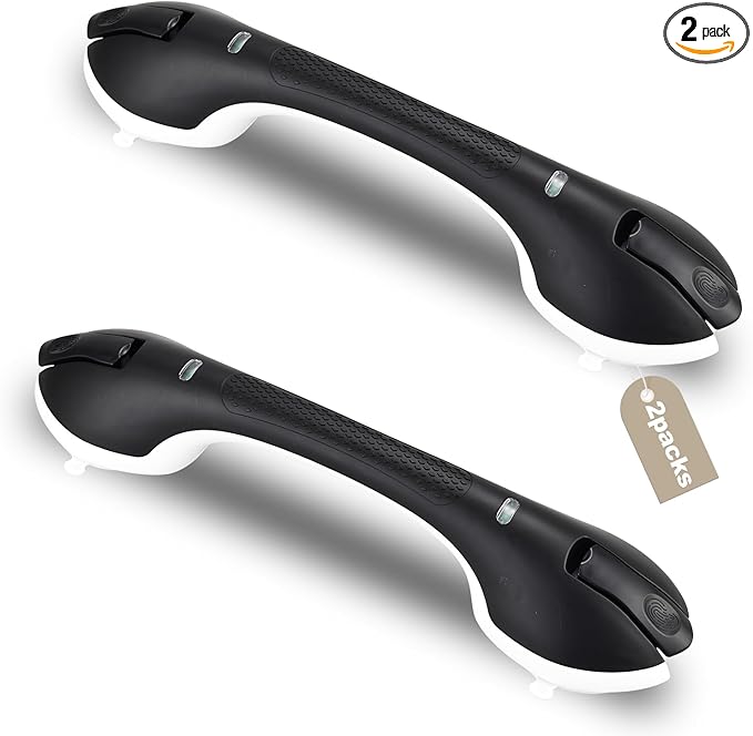 Shower Grab Bar 2 PCS Suction Grab Bars for Bathtubs and Showers, Shower Handle Removable Shower Handrails for Kids, Bathroom Safety Grip Waterproof(Black)