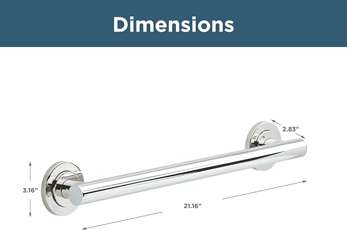 Franklin Brass Voisin (1-Pack) 18' ADA Grab Bar Bathtub Handle Safety Grip in Bright Stainless Steel 1-1/4' diameter Wall Mount Shower Handicap VOI5918-BS