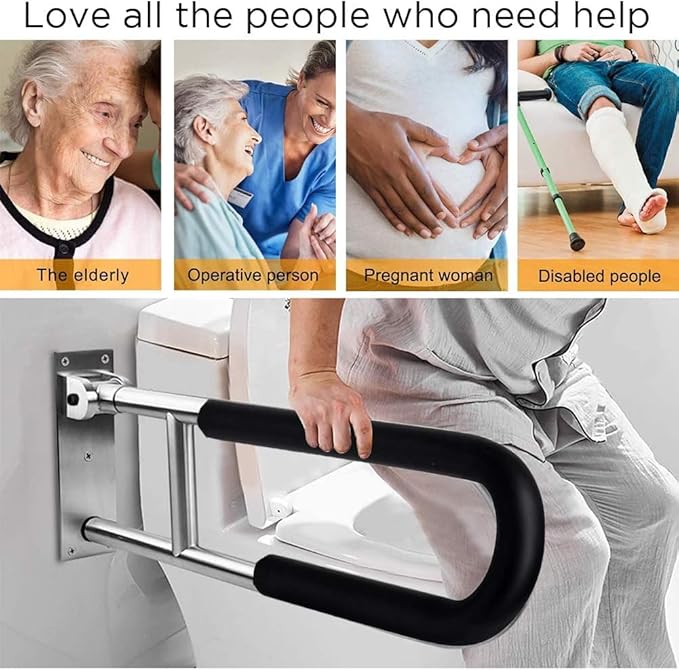 Handicap Grab Bars Rails 30 Inch Toilet Handrails Bathroom Safety Bar Hand Support Rail Handicapped Handrail Accessories for Seniors Elderly (30inch)