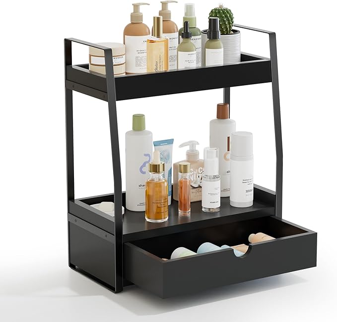 Boulphia 2-Tier Bathroom Organizer Countertop, Bathroom Sink Organizer Countertop, Vanity, Counter Shelf, Black