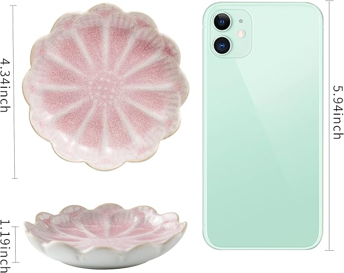 BEUNAIZER Jewelry Dish Tray, Ring Dish, Ceramic Trinket Tray, Key Bowl, Decorative Plate, for Friends Sisters Daughter Mother (Pink)