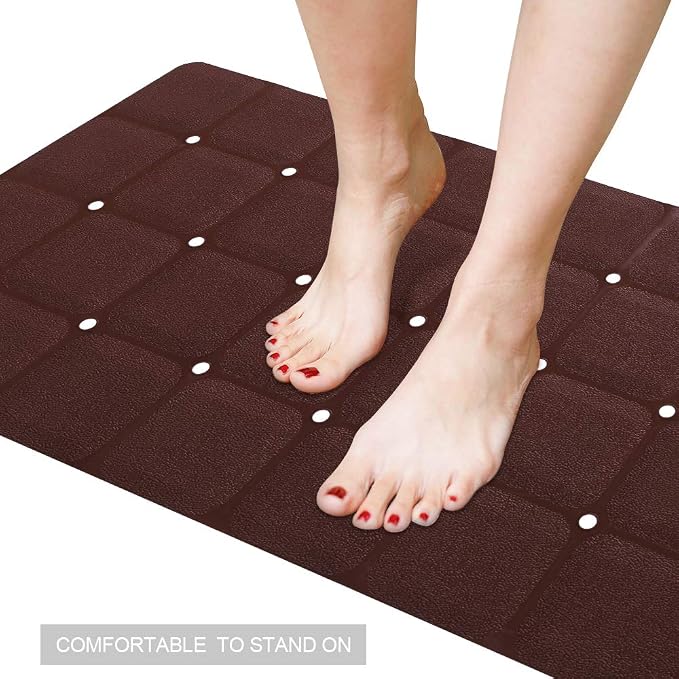 Webos Foldable Non Slip Silicon Bath Mat Bathtub mat no Suction Cups for Textured Tub and Reglazed Tub (Chocolate, 28-inch x 14-inch)
