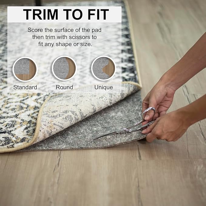 Mohawk Home Non Slip Rug Pad 2' 6" x 9' 6" - 3/8" Thick Felt + Latex Rubber Gripper - Dual Surface Cushion for Hardwood, Carpet, Tile Floors, Made in USA