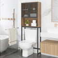 Launica Over the Toilet Storage Cabinet, Over Toilet Bathroom Organizer with Mesh Doors and Shelves, Freestanding Bathroom Storage Cabinet Above Toilet, Wood and Metal, Rustic Oak