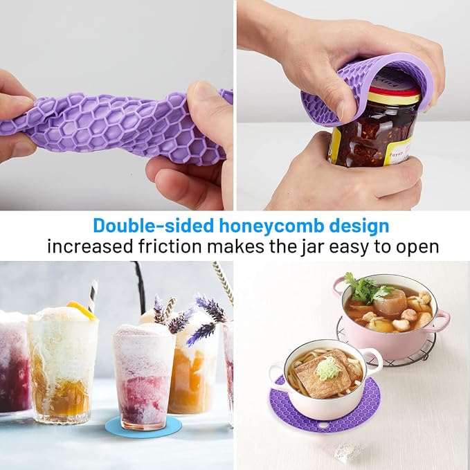 Jar Bottle Opener for Weak Hands,4 &5 in 1 Multi Function Non-Slip Can Lid Opener Tools with Silicone Jar Gripper Pad,Suitable for Seniors,Children and Arthritic Hands (Dark Blue)
